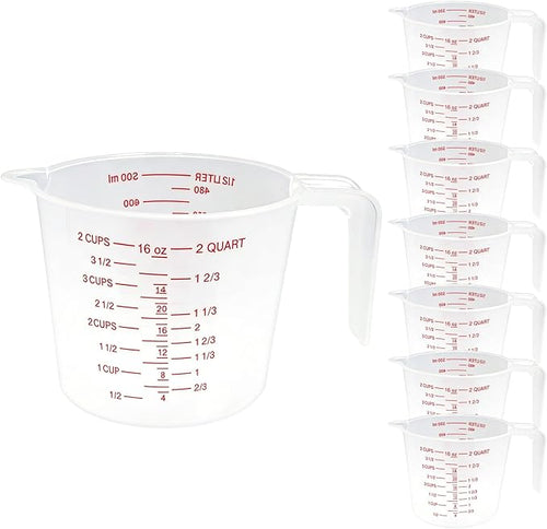 8 Pcs 2 Cup Capacity Plastic Measuring Cup, 16 Oz/500 ml Clear Graduated by Unknown
