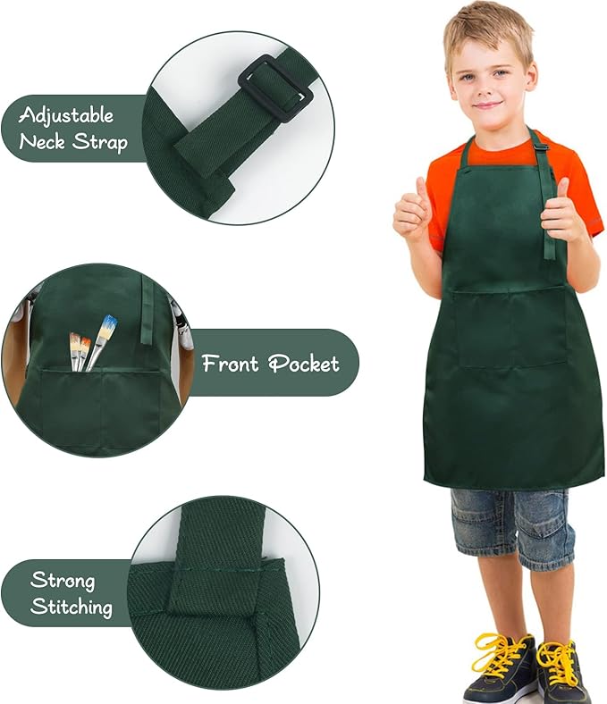 SINLAND Kids Apron with Pocket 2 Pack Children Chef Apron - Image 2