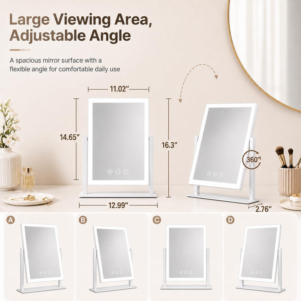 ROLOVE 16"x13" Vanity Mirror with Lights, Three Colors Lighting Mod...