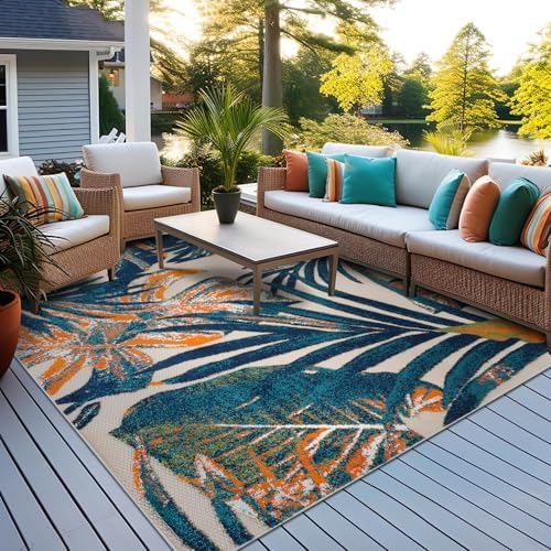 Rugshop Indoor/Outdoor Floral Tropical Durable Square Rug Multi 6'6"...