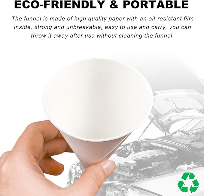 DXNQ 30PCS Disposable Engine Oil Funnels, Paper Cone Funnel Motor Oil Funnel - Image 6