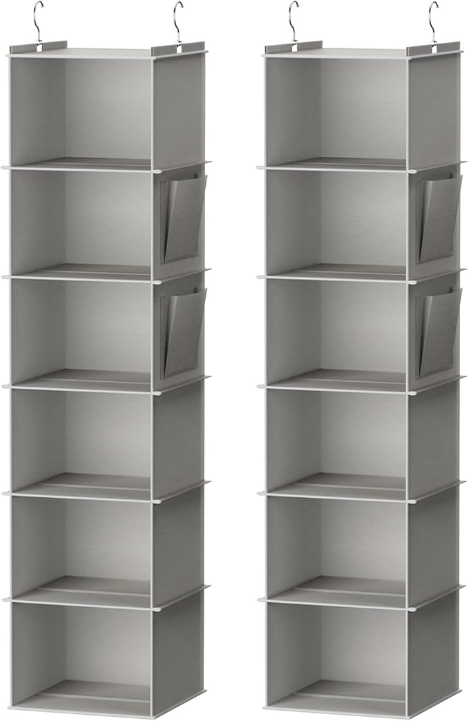 YOUDENOVA Hanging Closet Organizer, 6-Shelf Closet Hanging Storage Shelves by YOUDENOVA