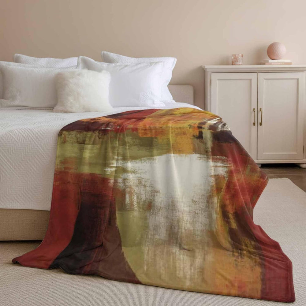 DecorLovee Burnt Orange Blanket 50"x60", Reversible Brown Green Fal...