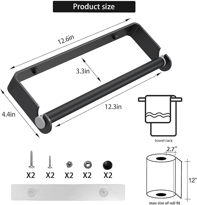 Aheucndg Under Cabinet Paper Towel Holder, Self Adhesive Wall Mount Paper Towel - Image 3
