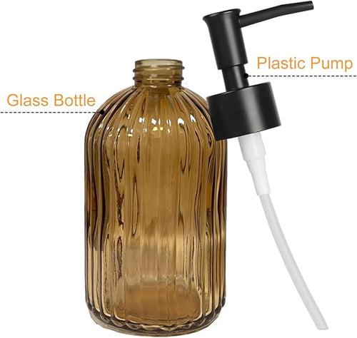 14Oz Black Pump Glass Soap Dispenser, - Image 2