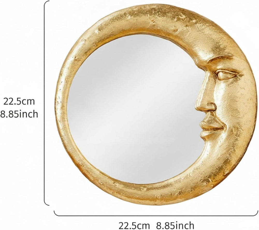 Novabright Celestial Mirror 90s Wall Decor, 8.85inch, Moon Crescent, Gold