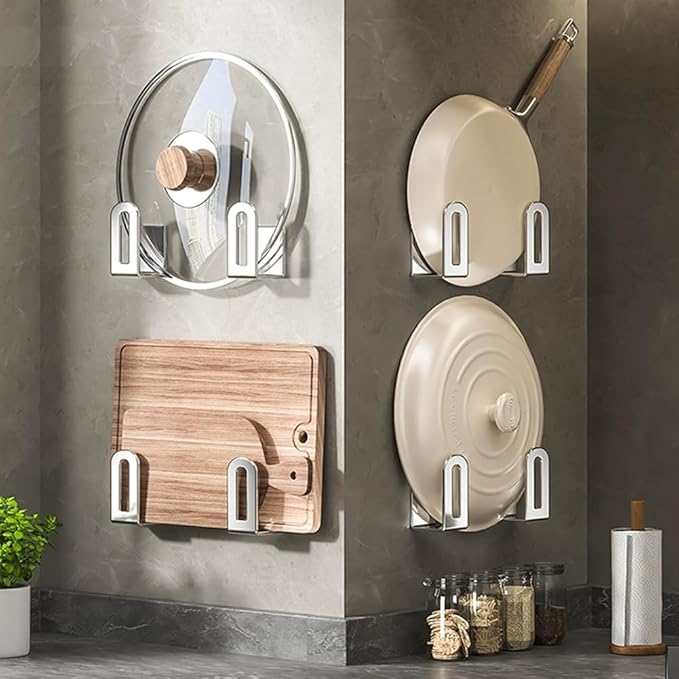Self Adhesive Stainless Steel Pan Cover Racks, Pantry Organization Rack - Image 6