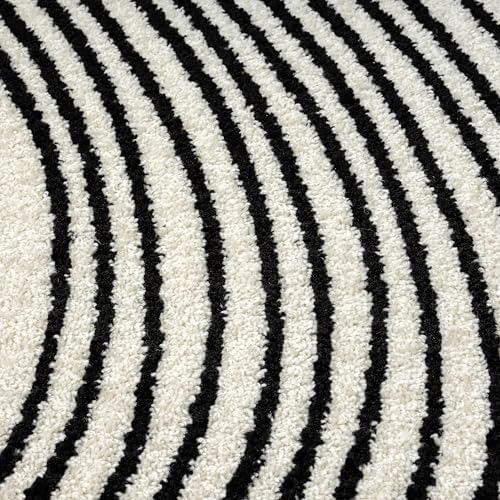 Abani Cream and Black Swirl Area Rug | 6" x 9" Beige Carpet with Wa...