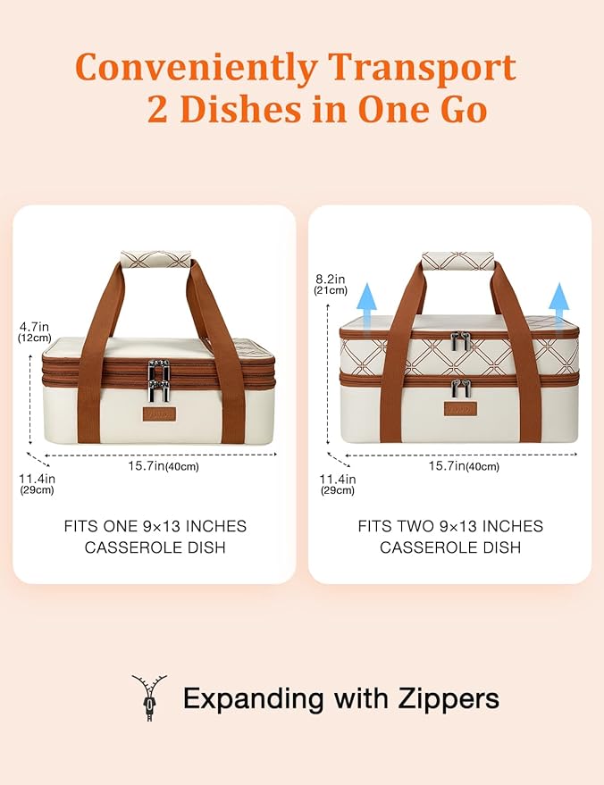 ​Vuudh Expandable Casserole Carrier Bag, Double Deckered Insulated Food Bag - Image 3
