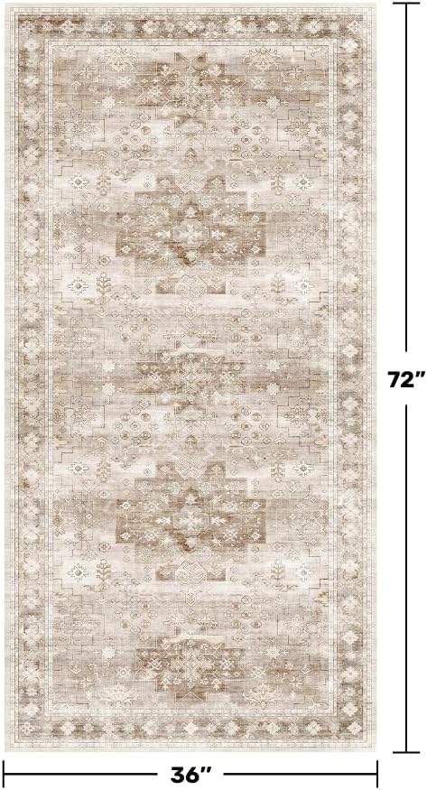 Washable Neutral Farmhouse Large Entryway Rug, 3x6 Area Rugs - Image 2
