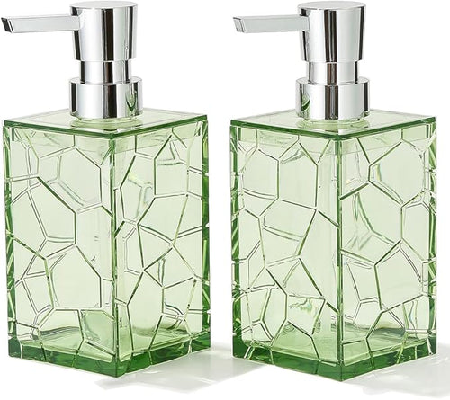 2 Pack Clear Saga Green Rust Proof Soap Dispenser Bathroom, Acrylic Plastic by KellyHome