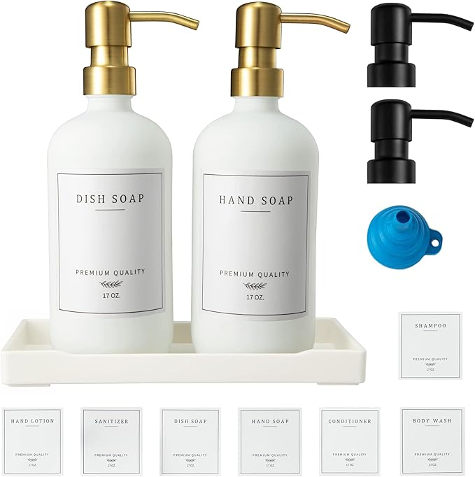 Glass Soap Dispenser for Kitchen, Farmhouse Kitchen Dish Soap Dispenser&Hand by Eggs+sound