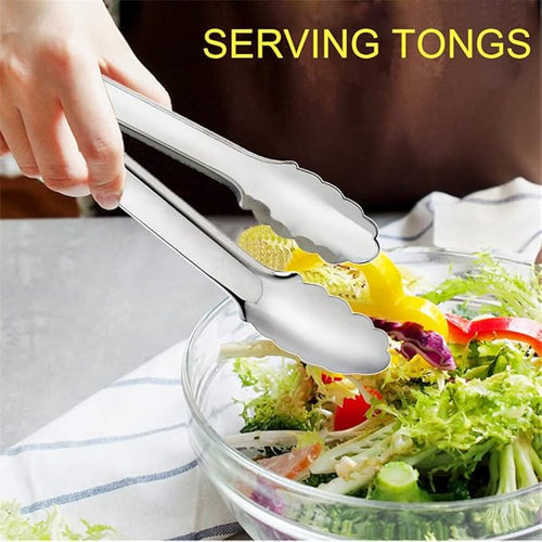 2 Pack Serving Tongs Serving Utensils Salad Tongs Metal Buffet Tongs Non-slip & - Image 2