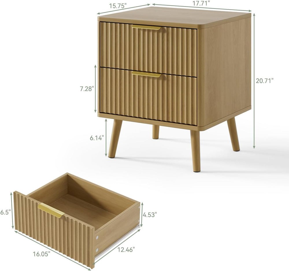 LYNSOM Fluted Dresser and Nightstand Set, 3 Pieces Bedroom Set, 55 Inch Wide ...