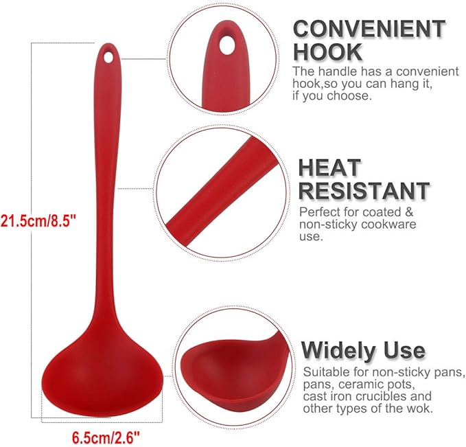 uxcell Silicone Soup Ladle Spoon 8.5 Inch Heat Resistant to 450°F One Piece - Image 4