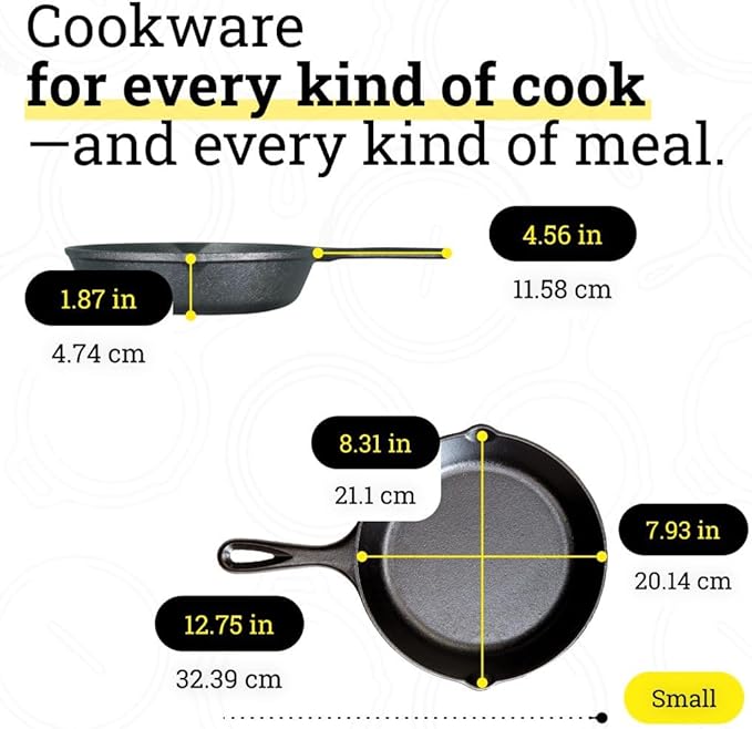 Lodge Seasoned Cast Iron Skillet Set 8, 10.25 & 12 Inches - Image 6