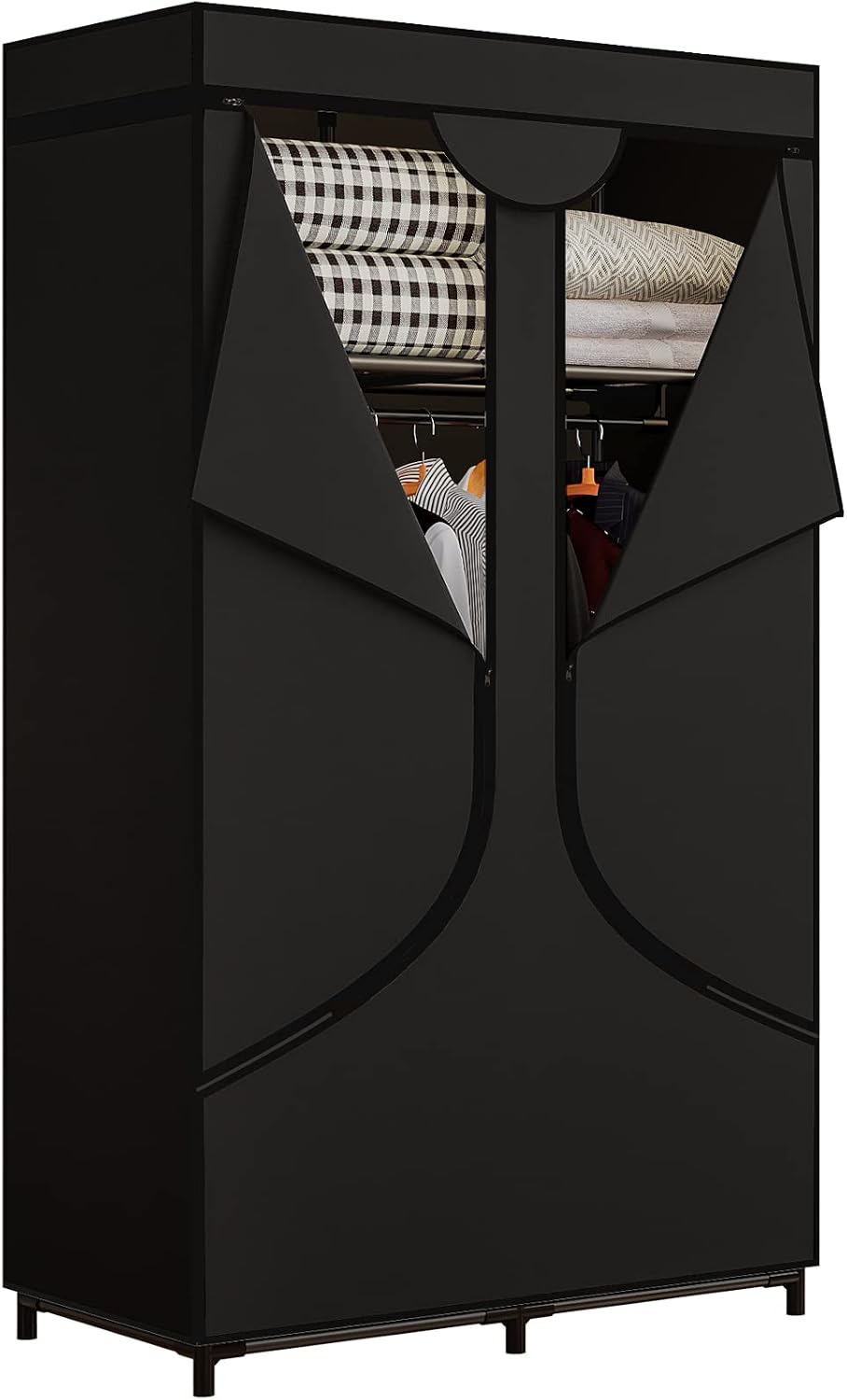 SORCEDAS Portable Closet with Hanging Rods and Shelves for Clothes Storage