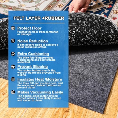 Non-Slip Rug Pads 8 x 10 ft, 100% Waterproof Extra Large Area Rugs Non Skid R...