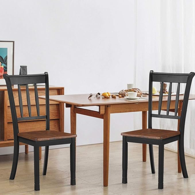 Giantex Wood Dining Chairs Set of 2, Armless Kitchen Chairs w/Solid Rubber Wo...