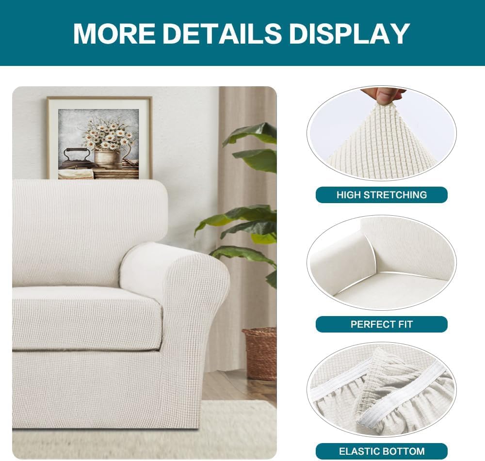 Turquoize 2 Piece Chair Covers Armchair Slipcovers for Living Room Armchair S...
