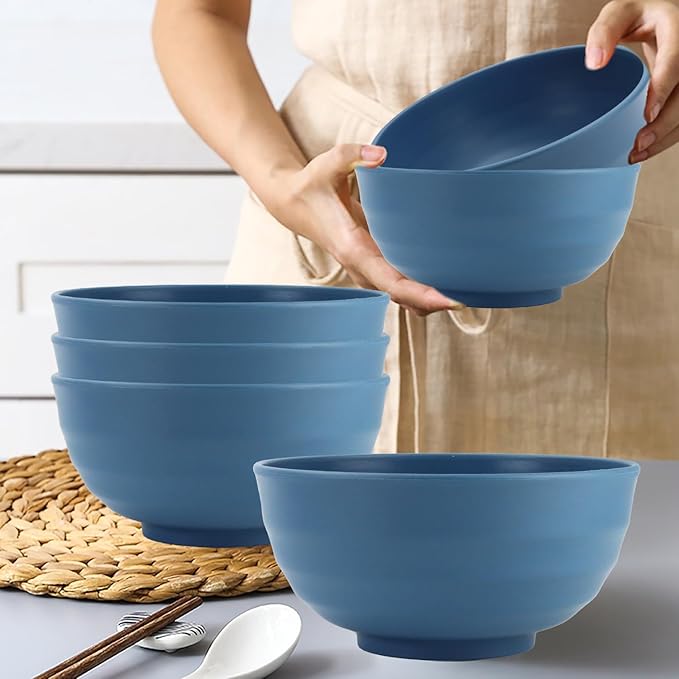 Large Soup Bowl 60 OZ, Wheat Straw Bowl Set of 6, Large Plastic Bowls Rusable - Image 5