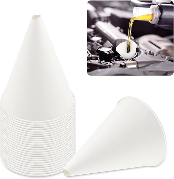 25PCS Disposable Funnels for Automotive Use, 6 oz Paper Engine Oil Funnel for by Unknown