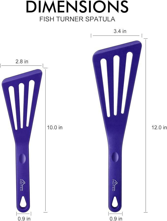 HOTEC 600℉ Heat Resistant Silicone Slotted Fish Turner Spatula Set, BPA Free - Image 2