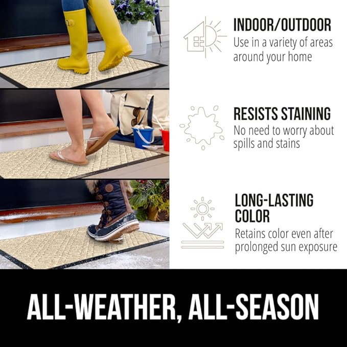 GORILLA GRIP 100% Waterproof All-Season WeatherMAX Doormat US Designed Natural - Image 3
