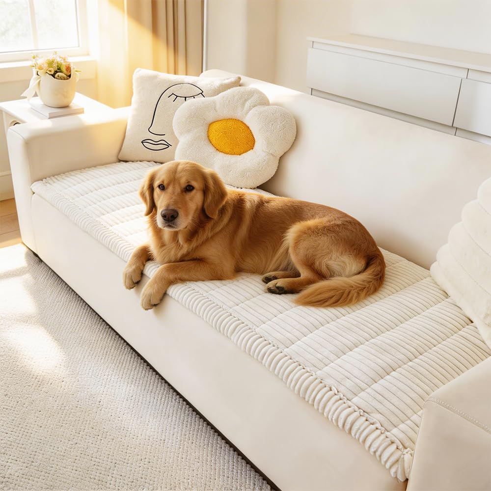 Couch Cover for Dogs Washable, Fuzzy Pet Couch Covers for 3 Cushion Sofa Pet
