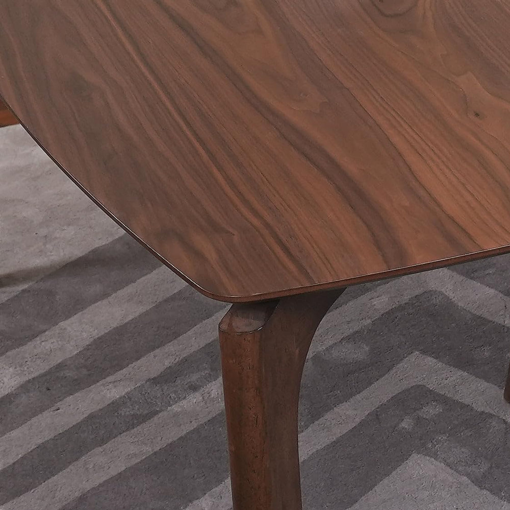CONSDAN Dining Table for 4-6, Table Only, Walnut Veneer Top, Solid Wood Frame...