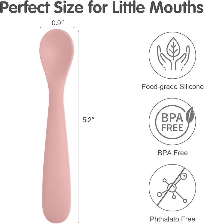 Eascrozn 6 Pack Silicone Baby Spoons, Baby Spoons Self Feeding 6 Months+ - Image 2