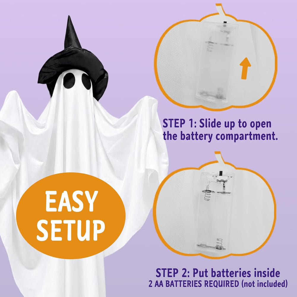 Halloween Hanging Light up Ghost Decorations Outdoor 2 Pack, 50 Inch Hallowee...