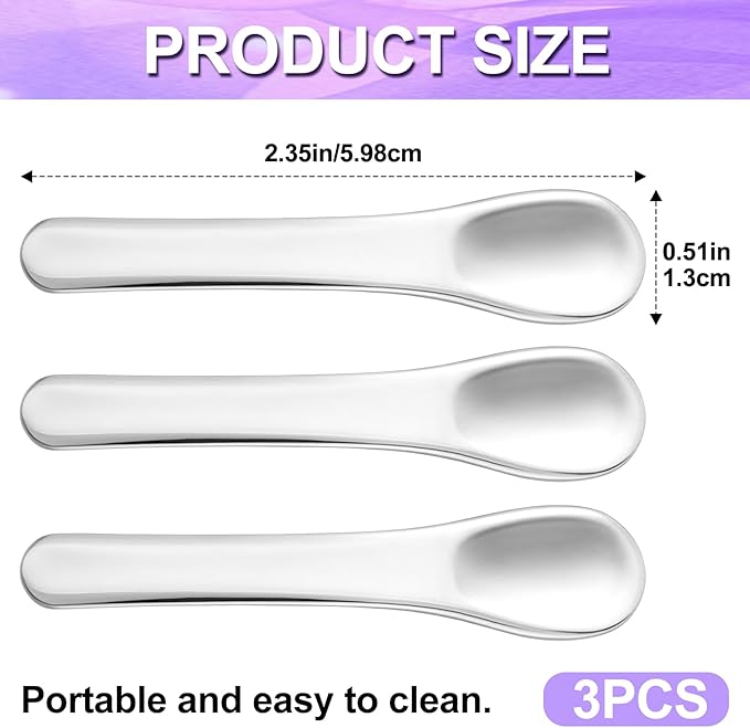 Pndeyo 3pcs Mini Stainless Steel Makeup Spatula, Reusable Cosmetic Cream - Image 2