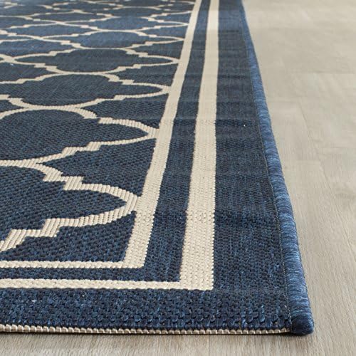 SAFAVIEH Courtyard Collection 8' x 11' Navy/Beige CY6918 Trellis Indo...