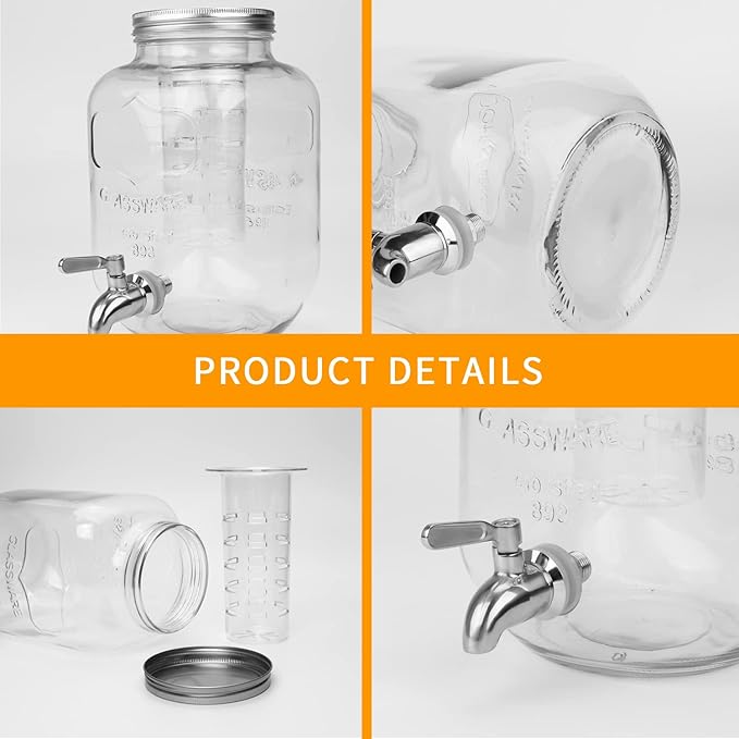 Accguan 1-Gallon Drink Dispenser, Glass Water Dispenser - Image 4