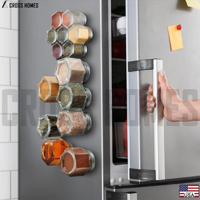 20 Pack Magnetic Spice Jars Large 4 oz Refrigerator Hexagon Glass Spice Jars - Image 5