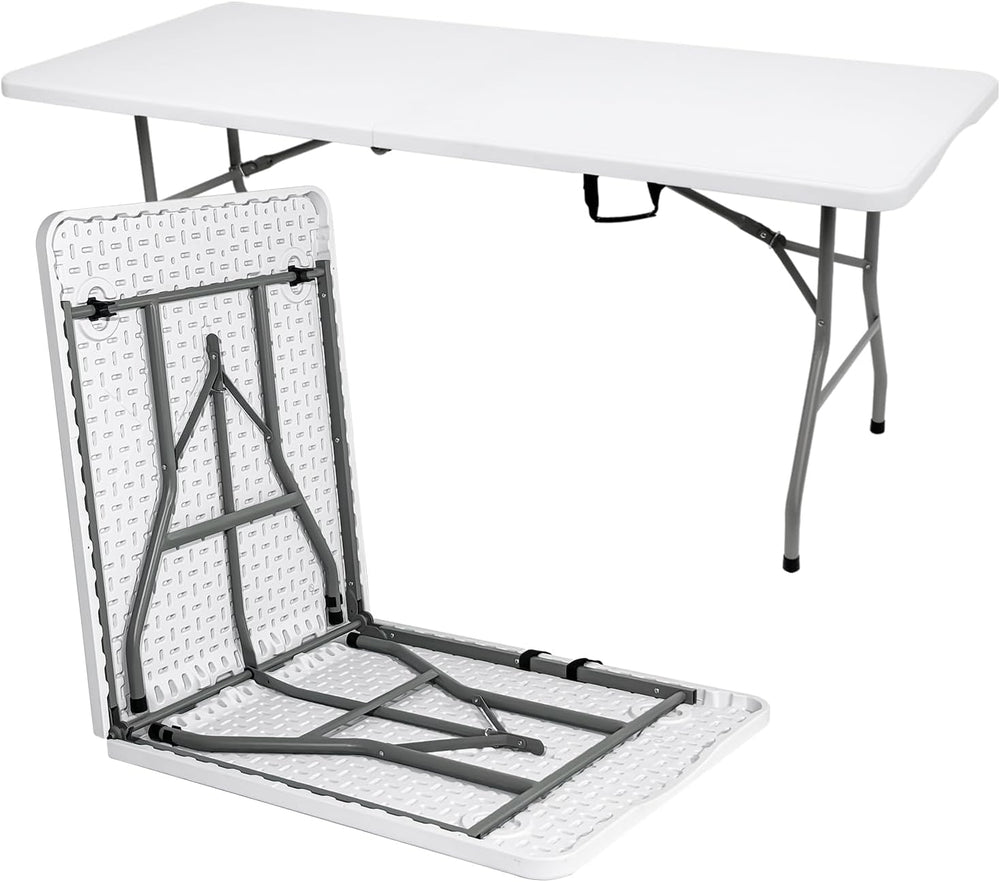 70.8" W X 29" D X 29" H - 6 ft Folding Table White Portable He...