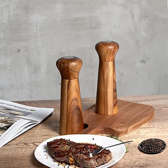 Wooden Salt and Pepper Grinder Set, Pepper Grinder Pepper Mill - Image 6
