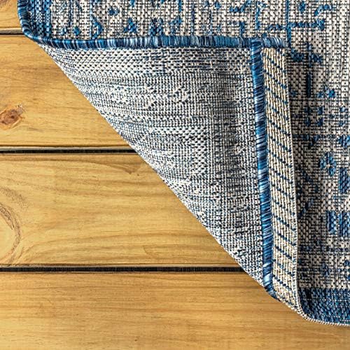 JONATHAN Y Medallion Weave Indoor Outdoor Area Rug 10X14 Navy/Gray, Sinjuri T...