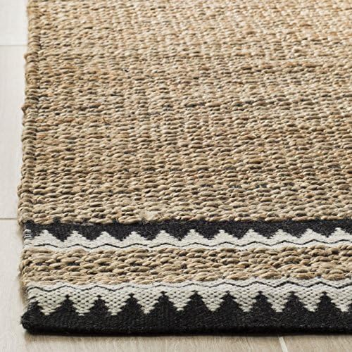SAFAVIEH Natural Fiber Jute Area Rug 5'x8', Coastal Natural & Bla...