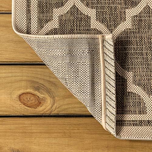 JONATHAN Y Moroccan Trellis Indoor Outdoor Area Rug 5X8 Brown/Beige, Trebol T...