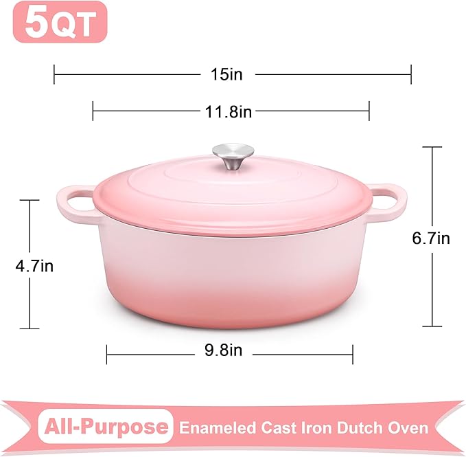 E-far 5QT Oval Dutch Oven Pot