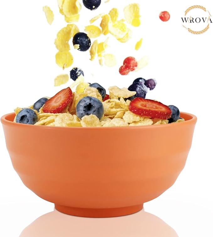 Wrova Wheat Straw Bowls Set 60 OZ Unbreakable Large Cereal Bowls Set of 6 - Image 6