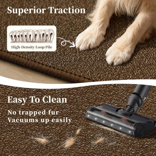 Waterproof 2x8 Runner Rug Non Slip Floor Runners for Dogs, Textured Brown