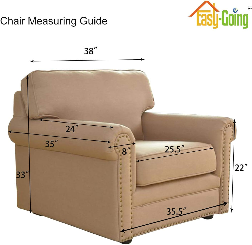 Easy-Going Stretch Chair Slipcover with Arm Washable Cream