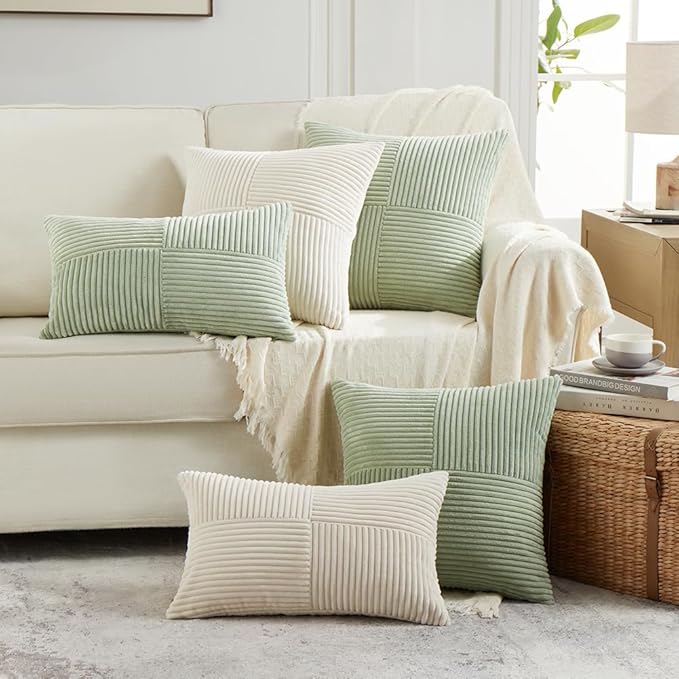 Fancy Homi 2 Packs Sage Green Euro Decorative Throw Pillow Covers 28x28 Inch - Image 6