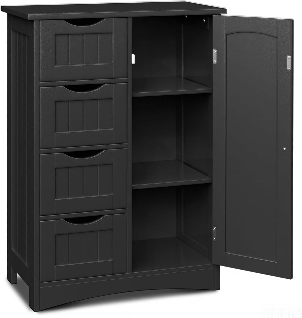 SUPER DEAL Bathroom Storage Cabinet with 4 Drawers and 1 Cupboard, Entryway H...