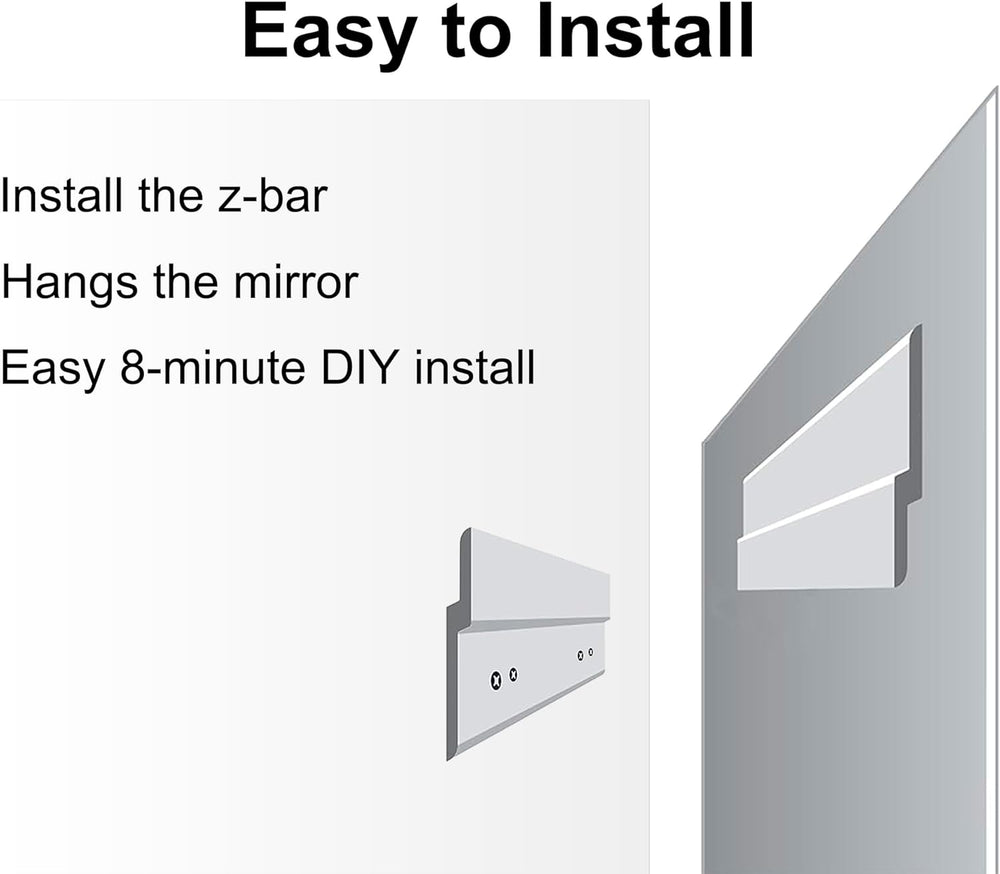 Frameless Full Length Mirror for Wall, 48x12 Inch Bathroom Vanity Mirror