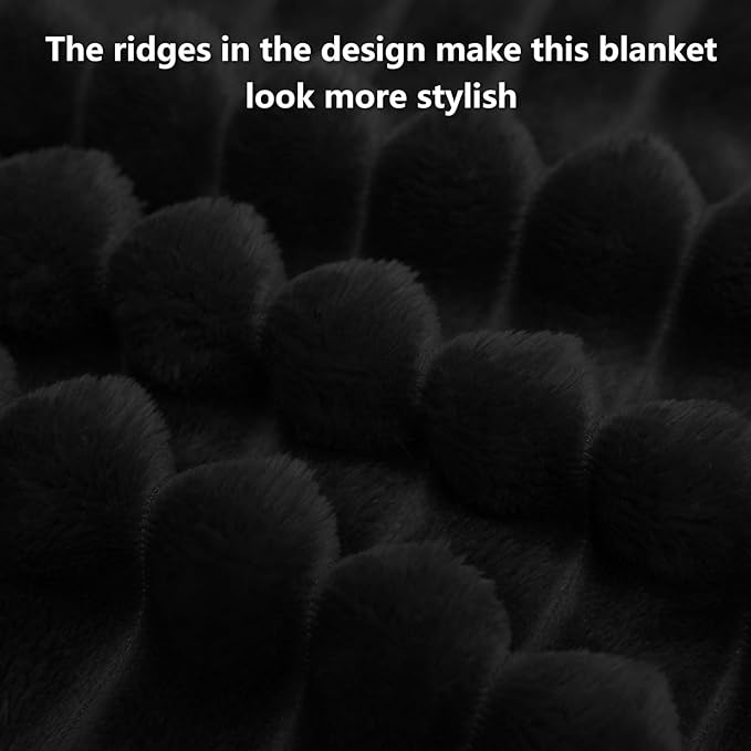 HIMEET Black Ribbed Queen Size Blanket - Image 8