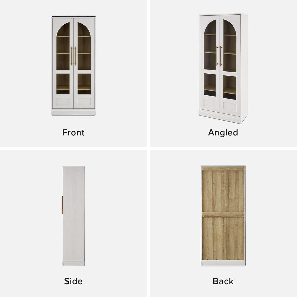 mopio Blake Tall Display Cabinet, Kitchen Buffet Pantry Cupboard, Trophy Disp...
